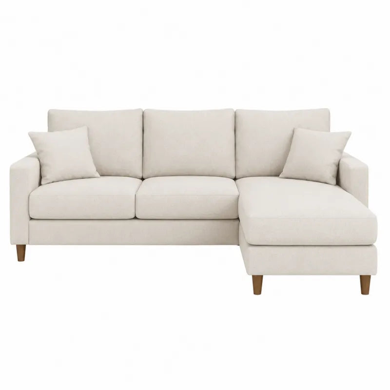 Sofa modułowa beżowa 3-osobowa z tkaniny z poduszkami