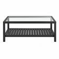 Stół ogrodowy z metalu i szkła hartowanego czarny 120x60x45 cm