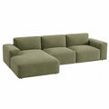 Modułowa sofa z szezlongiem z bawełny zielona 300cm
