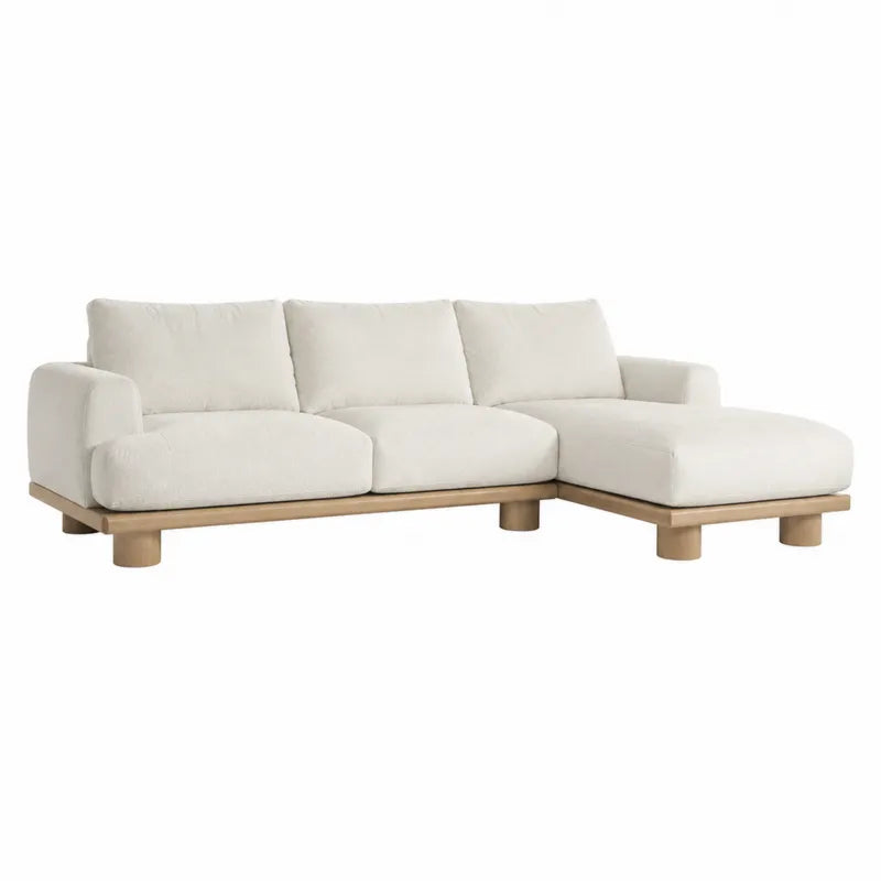 Sofa narożna modułowa bawełna jesion beżowa 300 cm