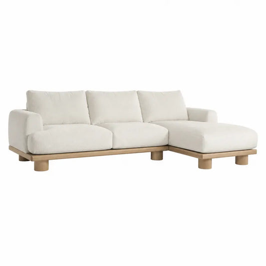 Sofa narożna modułowa bawełna jesion beżowa 300 cm