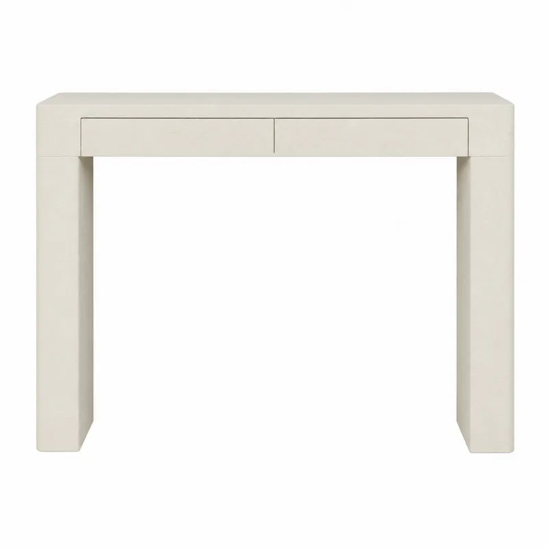Konsola MDF z dwoma szufladami, beżowa, 120x40x78 cm