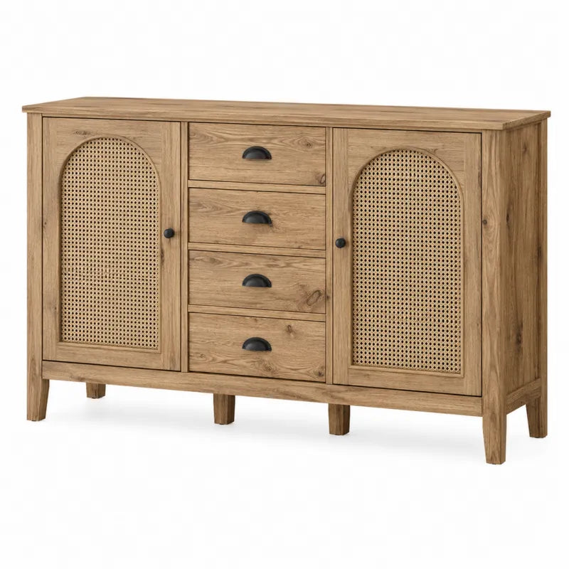 Komoda z rattanowymi drzwiczkami 120 cm dąb
