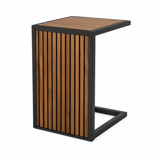 Stolik metalowy z drewnianymi panelami 45x30x60 cm