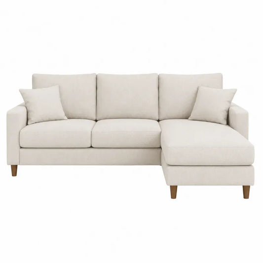 Sofa modułowa beżowa 3-osobowa z tkaniny z poduszkami