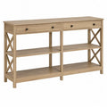 Drewniana konsola z 2 szufladami i 3 półkami z MDF 120 cm