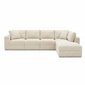 Sofa narożna modułowa 5-osobowa, bawełniana, beżowa